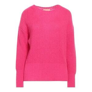 120% Lino Cashmere Mohair Chunky Hot Fuchsia Pink Sweater S